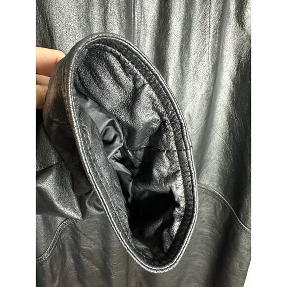 Vintage Jacqueline Ferrar Plus Size Full Length Leather Trench Coat pockets 2x - Picture 11 of 11